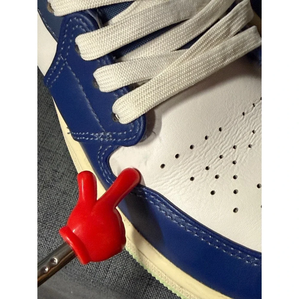 Size 9.5 - Nike Air Jordan 1 Mid Mystic Mens Navy Mint White Sneaker 554724-413 - Picture 10 of 16